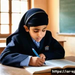 특수교육과 장애 학생 학습권 - **"A heartwarming, realistic image of a young Arab boy (around 8-10 years old) with mild learning di...